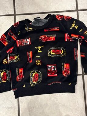 Disney Pixar cars Lightning McQueen Kids velvet  Sweatshirt - Red & Yellow Print